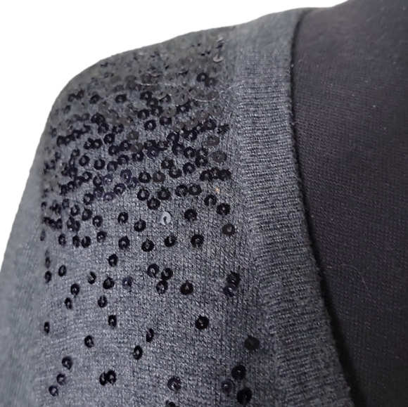 Merona graysequins button up v neck cardigan size medium - Picture 5 of 8